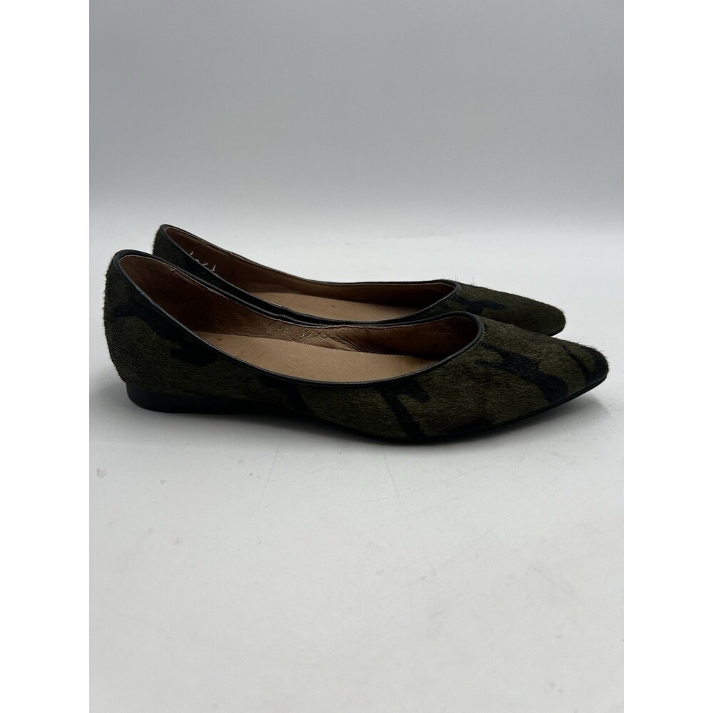 Anthropologie All Black Women's Jungle Camo Calf Flats Olive Size 37 EU (US 6.5)